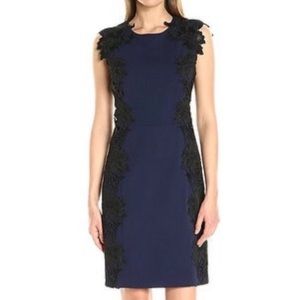 Betsey Johnson contrast lace appliqué sheath dress